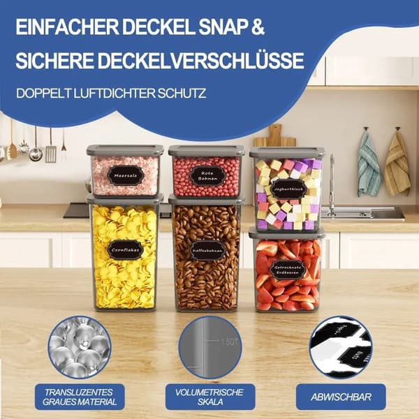 Matförvaringsbehållare, lufttät försegling, stapelbar design, 32 st
