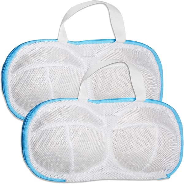 Bra tvättpåsar, 3D skyddsstöd, hållbar polyester,2st Vit blå