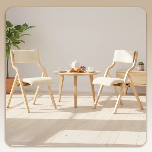 Fällbar Trästol, Ergonomisk Design, Platsbesparande,VIT