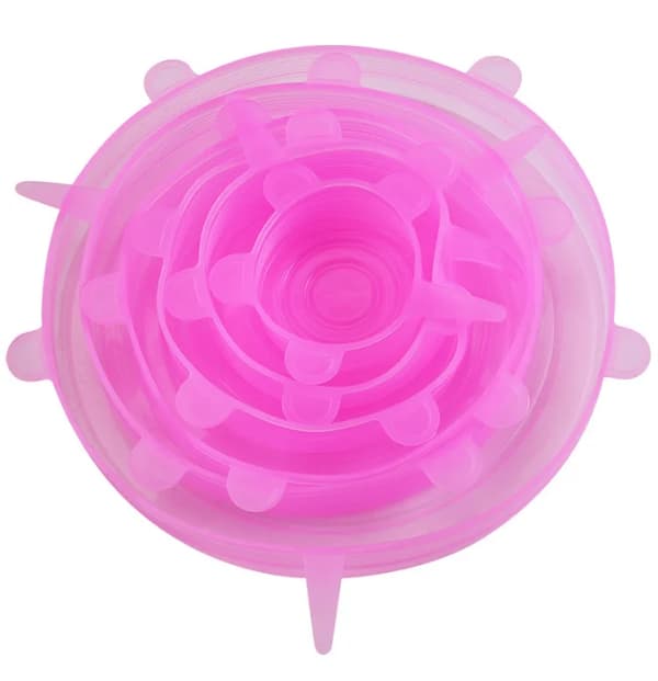 Silikonbevarande lock, Återanvändbara, Lufttäta design,Rosa6st