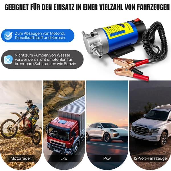Motorolja Sugpump, 100W Effekt, Justerbar Flödeshastighet,Olje pump