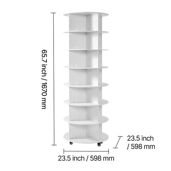 Sko Rack, 360° Drejelig, Pladsbesparende Design,B 7 Hylder Hvid