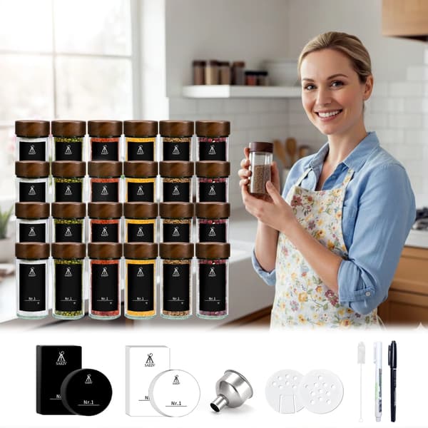 Krydderiglas Sæt, Lufttæt Forsegling, Miljøvenlige Materialer,24pcs