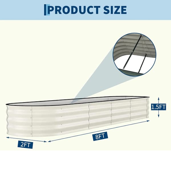 Höjd trädgårdsbädd, Hållbart material, Ergonomisk design,Vit 240x60x45cm
