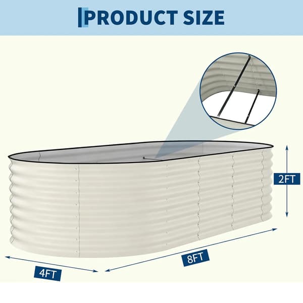 Höjd trädgårdsbädd, Hållbart material, Ergonomisk design,Vit 240x120x60cm