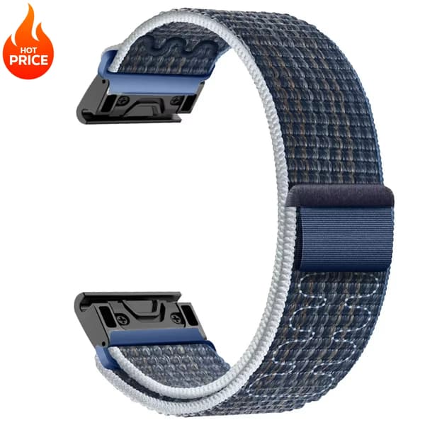 Nylon Loop Band, Snabbpassande Design, Kompatibel med Garmin-modeller,Stormblå, 26mm-b