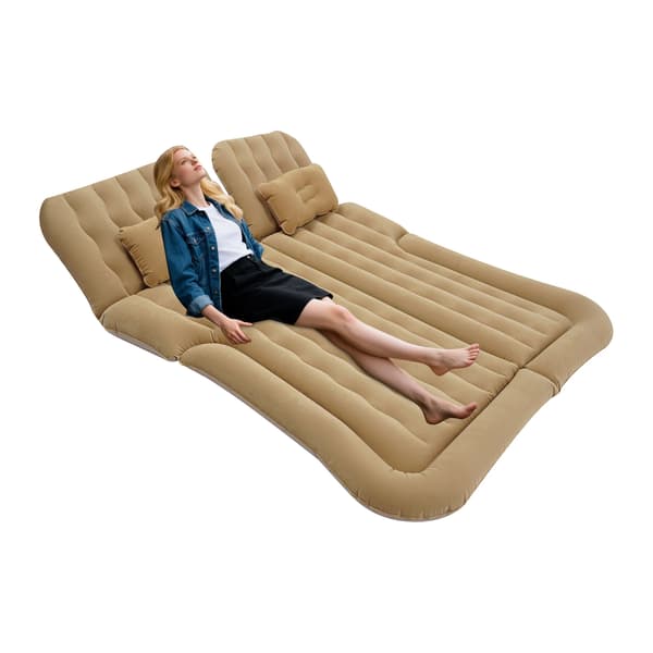 Oppustelig bilmadras, elektrisk pumpe, bærbart design,Beige
