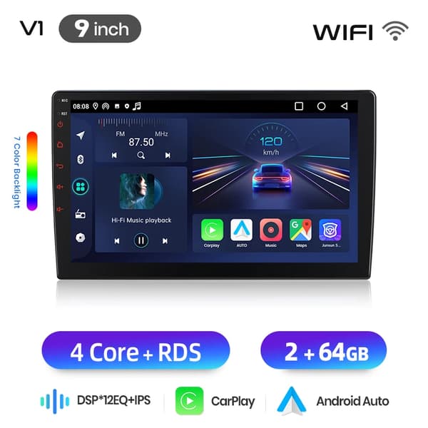 Bilradio, multimediafunktioner, smartphoneintegration, kompatibel med BMW E39 1995-2003,V1 (2G 64G) 9"