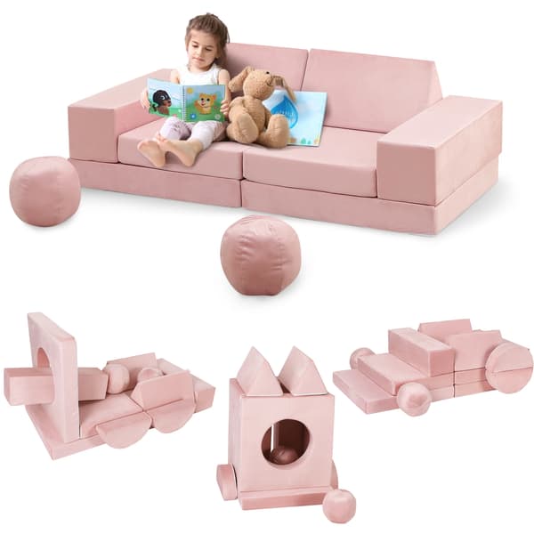 Barnens Leksoffa, Modulär Design, Lätt att Rengöra,Rosa