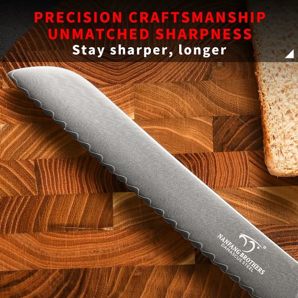 Brødkniv, Damaskusstål, Ergonomisk ABS-håndtag,NF-D0608C