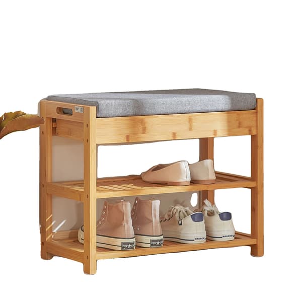 Sko-bänk, Bambukonstruktion, Dämpad Sits,Kaffe