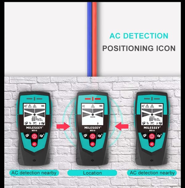 Väggdetektor, Multimaterialdetektering, Användarvänlig LCD-skärm,WD10