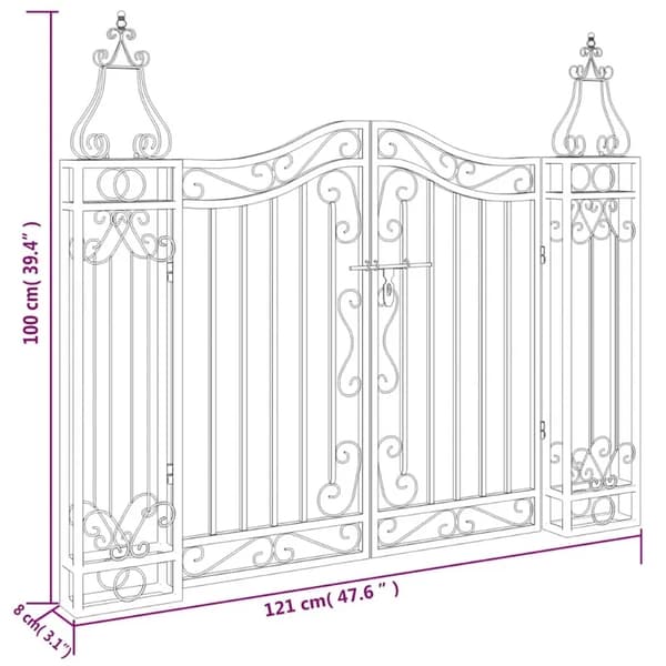 Haveport, Smedejern, Elegant Design,sort