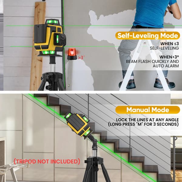Laser Niveau, 16 Linjer, Selvnivellerende,16 linjer+tripod