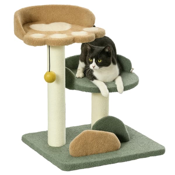 Kattens Kradsetræ, Multi-Niveau Design, Holdbare Materialer,Grøn, Brun, Beige