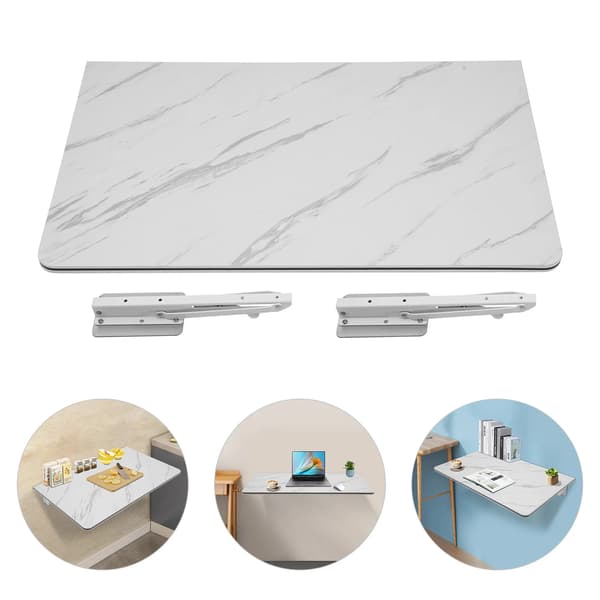 Vægmonteret Skrivebord, Pladsbesparende, Robust Design,Hvid