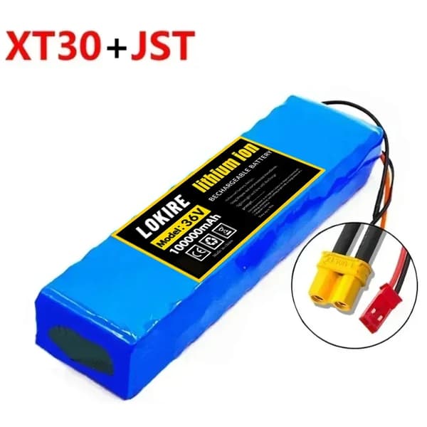 Elbilbatteri, 100 Ah kapacitet, 36V lithium-ion,XT30-JST