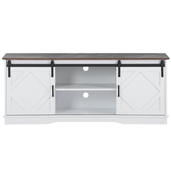 TV Stativ, Rustik Design, Justerbare Hylder,HVID
