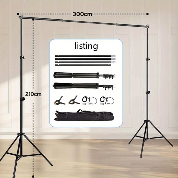 Bakgrundsställ, Justerbar Metallram, Lätt Montering,2M 3M 7FT 10FT