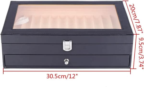 Pen Display Box, 24 Rum, Elegant PU Læder Design,sort