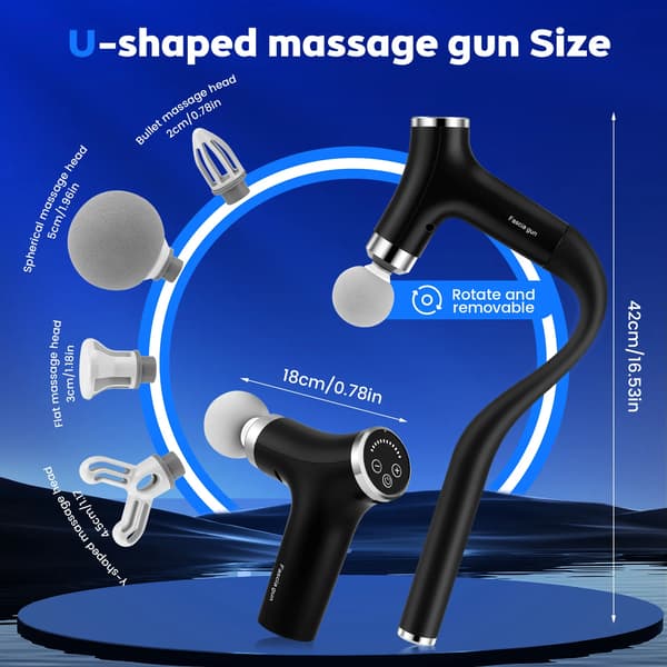Massagepistol, U-formet design, Flere hastighedsindstillinger,A