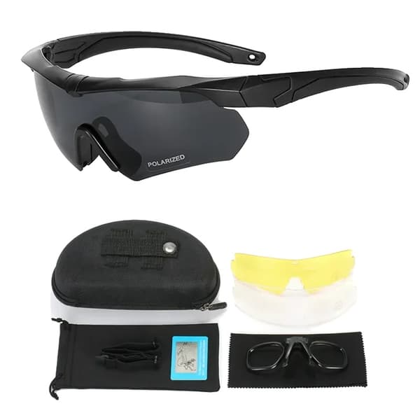 Militära taktiska goggles, polariserade linser, stötresistenta,Svart-polariserad lins