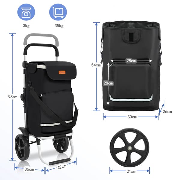 Shoppingvagn, Fällbar Design, Kylfack,Svart