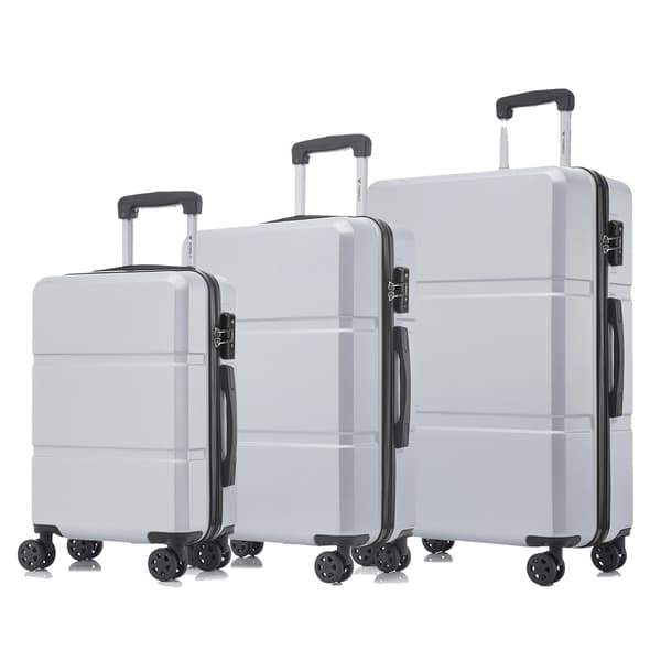 Kuffertsæt, Holdbart ABS-materiale, TSA-lås,Sølv (20+24+28 tommer)