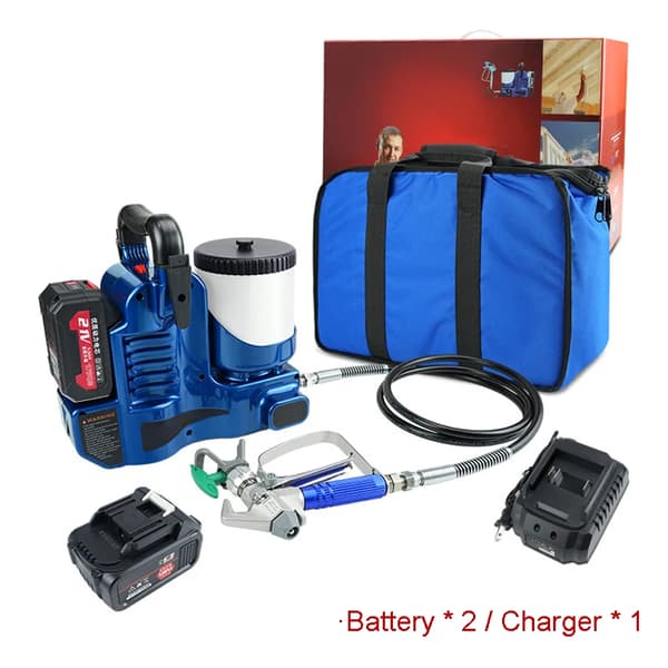 Luftlös färgspruta, 500W effekt, 1.2L behållarvolym,Med 2st batteri