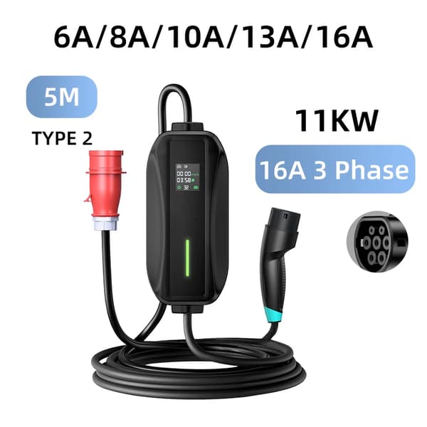 Elbiloplader, Bærbart Design, Flere Strømmuligheder,T1 11kW 5M, Type2-b
