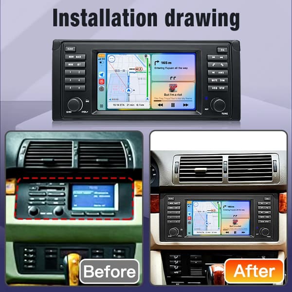 Carplay, Touchscreen Display, Smartphone Integration, kompatibel med BMW 5 Series E53 Trådløs,SY E53 linux 7tommer