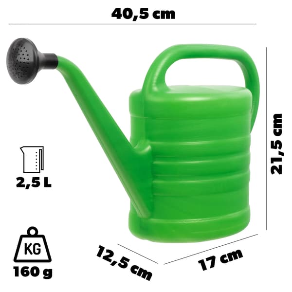 Vattenspruta, 2,5 liters kapacitet, solid plastmaterial, 30 cm höjd, 20 cm bredd, inomhus- och utomhusbruk