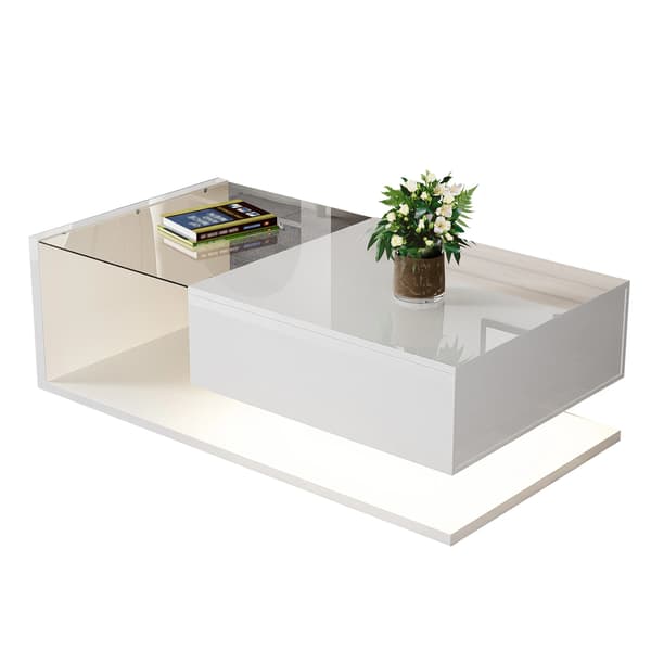 Cafebord, Moderne Stil, Opbevaringsskuffe,Hvid
