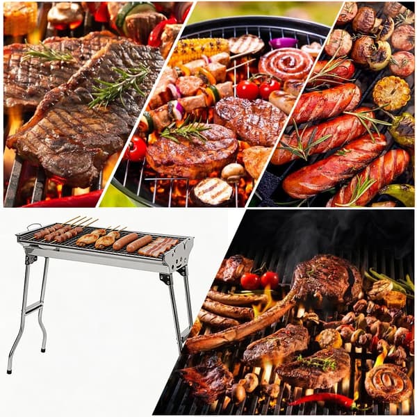 Bärbar Grill, Rostfritt Stål, Fällbar Design,Silver