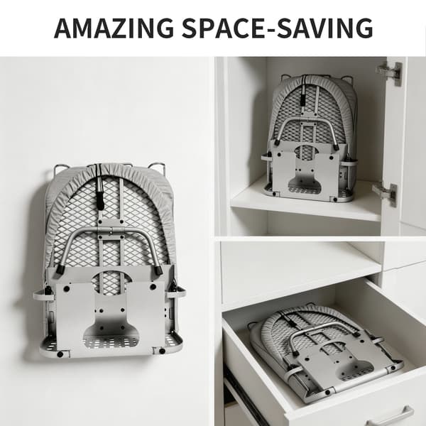 Fällbart Strykbord, Väggmonterad Design, Hållbar Stålstruktur,Ljusgrå