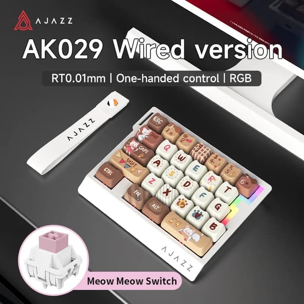 Gaming Tastatur, Mekanisk Switch, Kompakt Design,Kat Hoved Beige