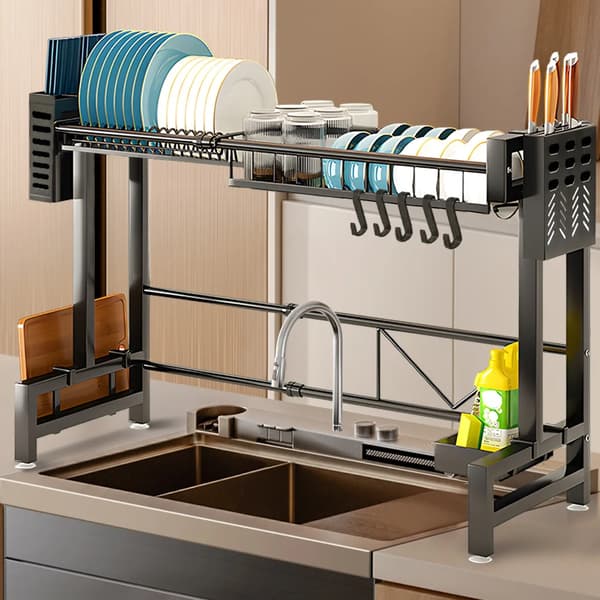 Vaskestativ, 2-lags design, rustfrit stål konstruktion,sort