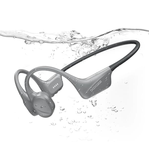 Benledningshörlurar, Vattentäta, Bluetooth 5.4, Grå