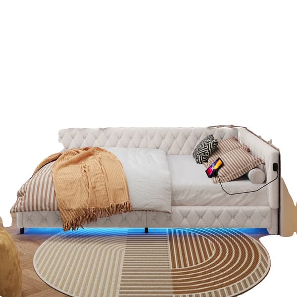 Soffa, L-formad, Inbyggd USB-laddning,Beige