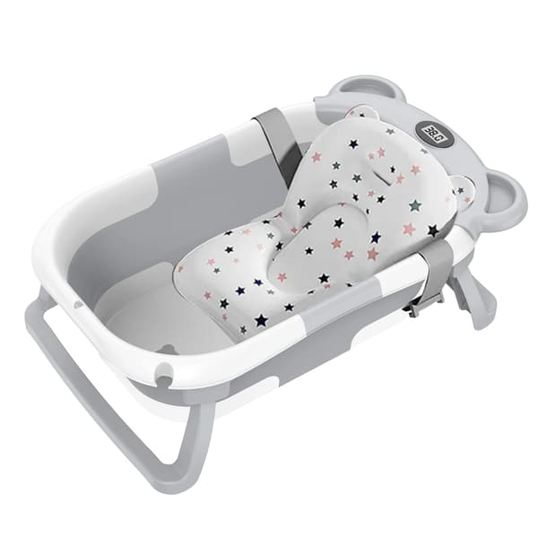 Babybadekar, Foldbart Design, Temperaturmonitor,grå