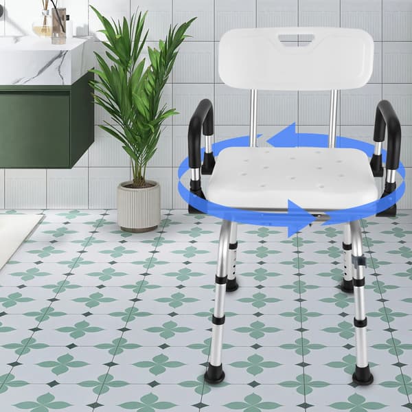 Duschstol, 360° Rotera, Höjdjusterbar,Silverfärgad