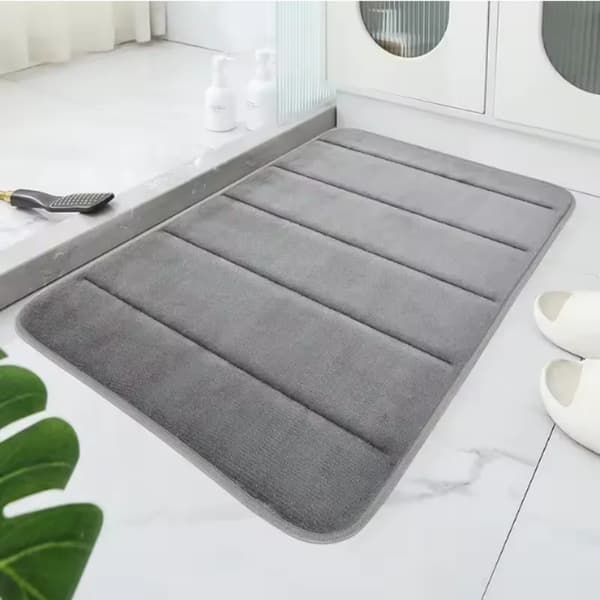 Badrumsmatta, Korallvelour, Antiskliddesign,Grå 40 60cm