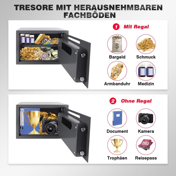 Sikker, Digital Lås, Solid Stål Konstruktion,16L Grå
