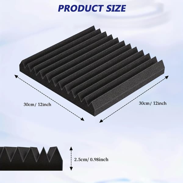 Akustiske skumpaneler, lydisolering, nem installation,48PCS, sort