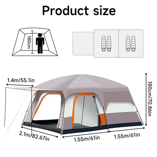 Campingtält, Rymlig Design, Utmärkt Ventilation,Beige