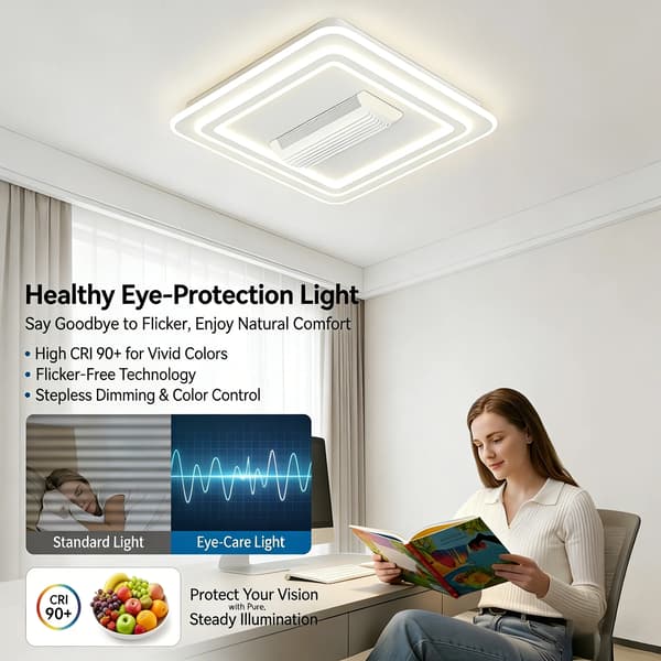Loftventilator Lys, Bladeless Design, Justerbar Farvetemperatur,HVID