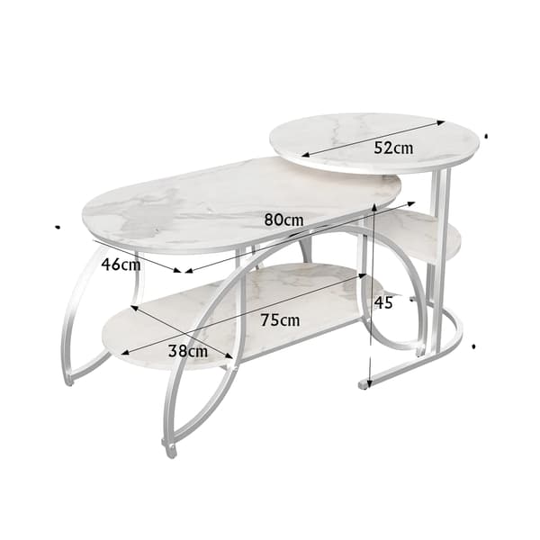 Kaffebord, Nesting Design, Minimalistisk Stil,hvid+sølv