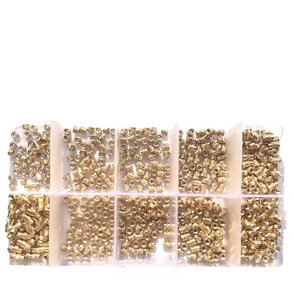 Indsæt møtrik, messingmateriale, rillet design,M2 (500PCS)