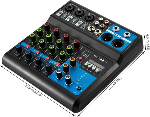 Lydmixer, 5-kanals, USB og Bluetooth-forbindelse,sort