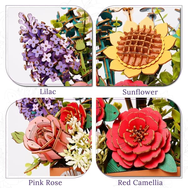 Träpussel Blomma Kit, Engagerande DIY Montering, Charmig Heminredning,STW02H